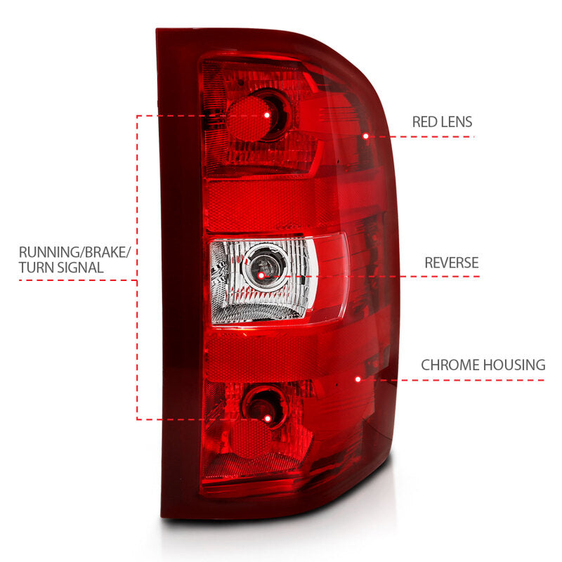 ANZO 2007-2013 Chevy Silverado Taillight Red/Clear Lens (OE Replacement) 311303