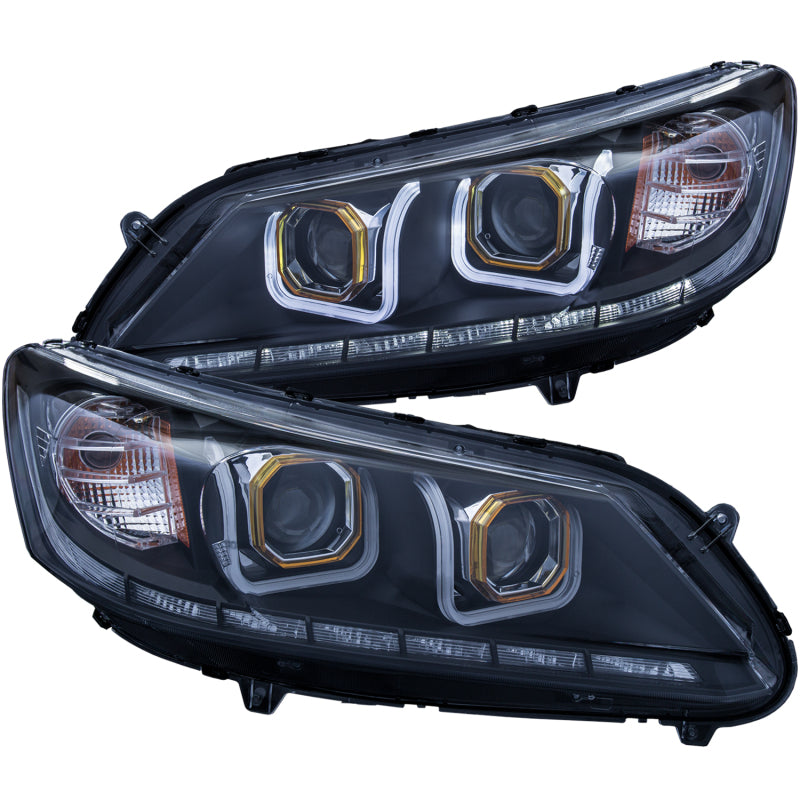 Anzo 2013-2015 Honda Accord Projector Headlights w/ U-Bar Black