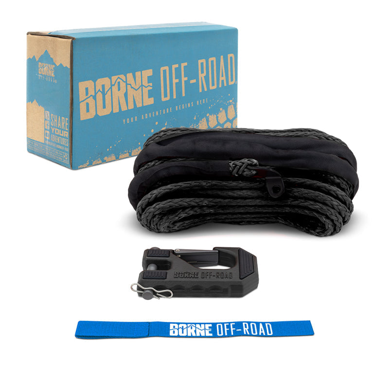 Borne Off-Road Winch Hook - 3/8in Rope - Hand Strap - Black BNWN-SR-38-85KBK