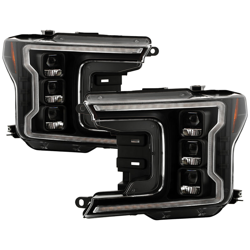 SPYDER 18-20 Ford F-150 Headlights - Halogen Model Only - DRL LED - Black PRO-YD-FF15018HALAP-SEQ-BK 5088475