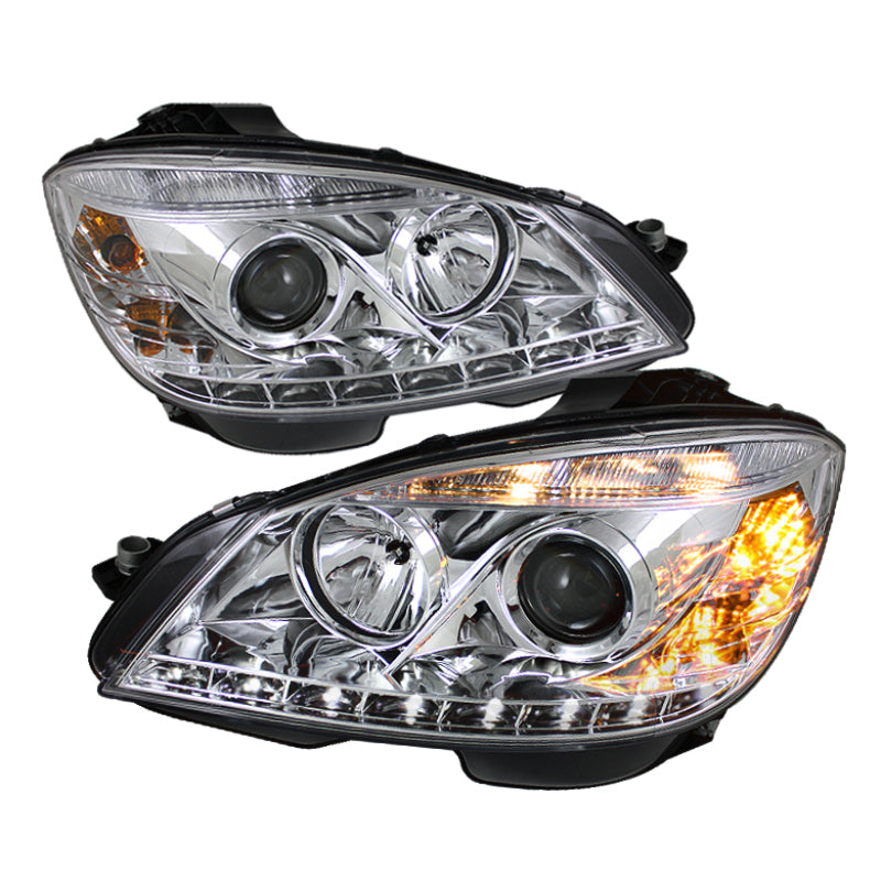 Spyder Mercedes Benz C-Class 08-11 Projector Headlights Halogen - DRL Chrm PRO-YD-MBW20408-DRL-C 5042255