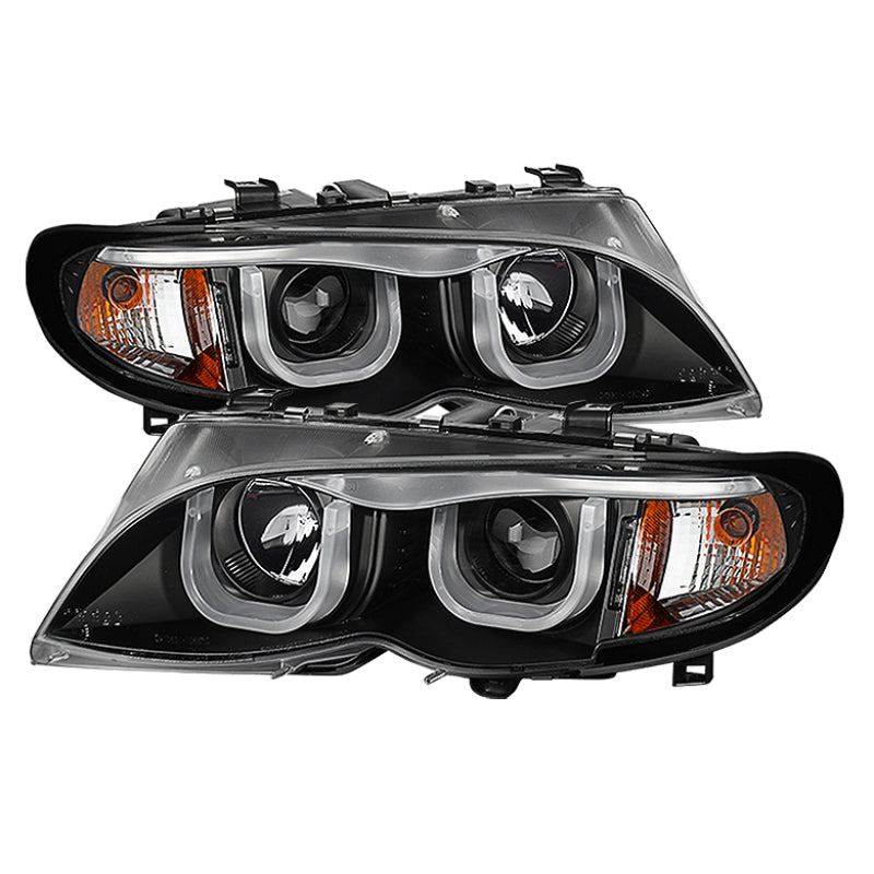 Spyder BMW E46 3-Series 02-05 4DR Projector Headlights 1PC 3D Halo Blk PRO-YD-BMWE4602-4D-3DDRL-BK 5031877