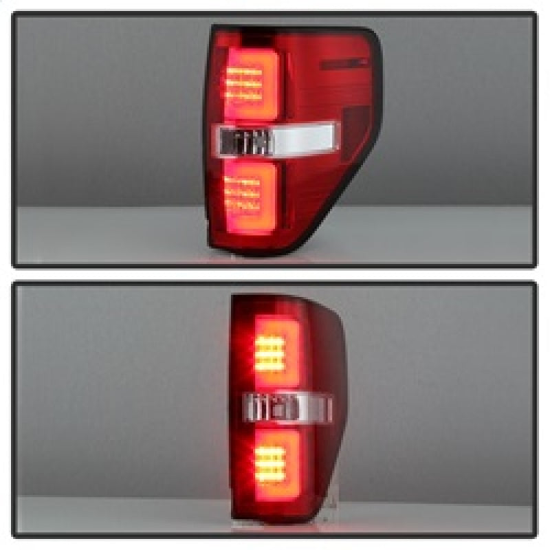 Spyder 09-14 Ford F150 V2 Light Bar LED Tail Lights - Red Clear (ALT-YD-FF15009V2-LBLED-RC) 5084224