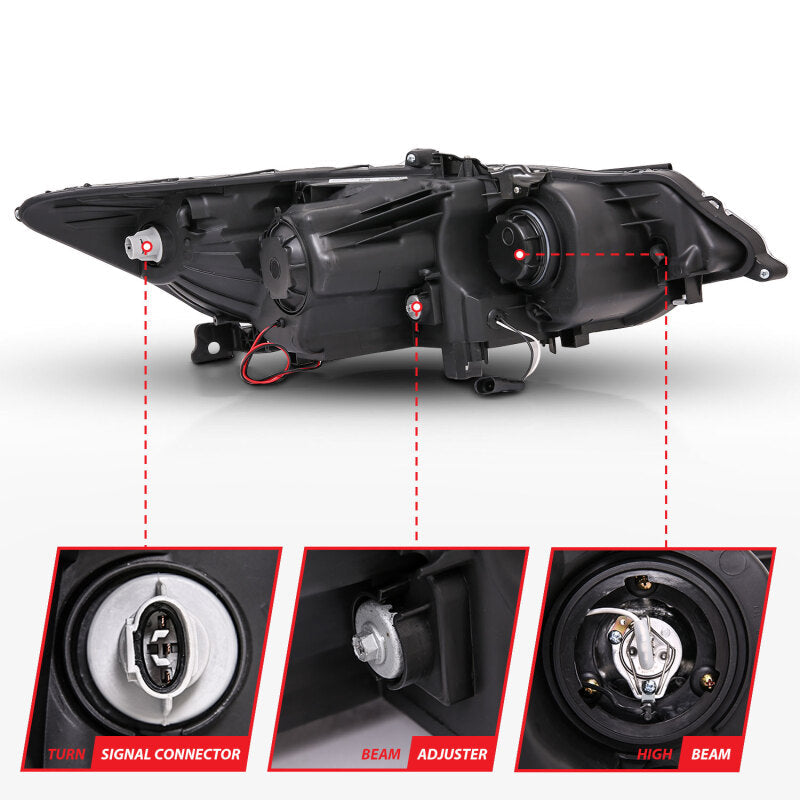 Anzo 2009-2012 Acura Tsx Projector Headlights w/ Halo Black (CCFL)