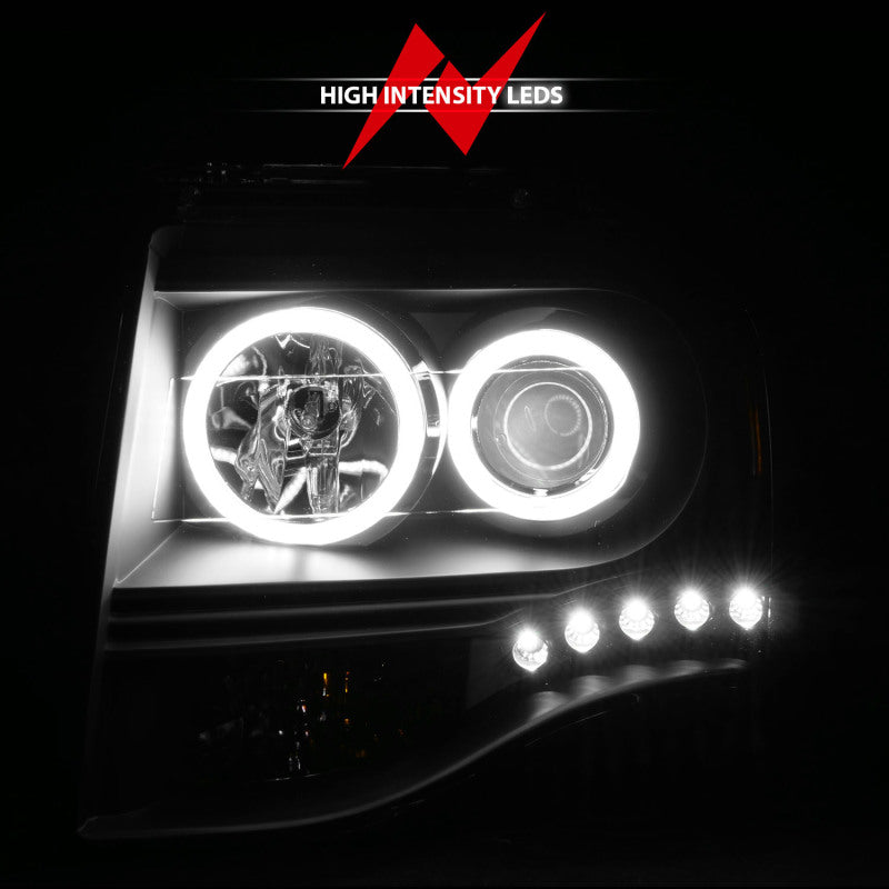 Anzo 2007-2014 Ford Expedition Projector Headlights w/ Halo Black