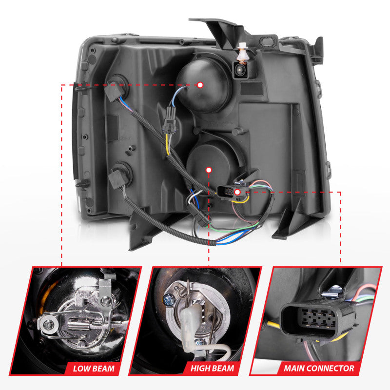 Anzo 2007-2013 Chevrolet Silverado 1500 Projector Headlights w/ Halo Black