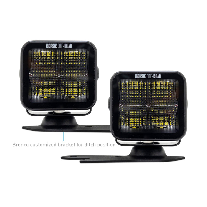 Borne Off-Road 21+ Bronco Light Pods 2pc Ditch 3x3 Spot Upfit BNLT-BR-21-DT2SU