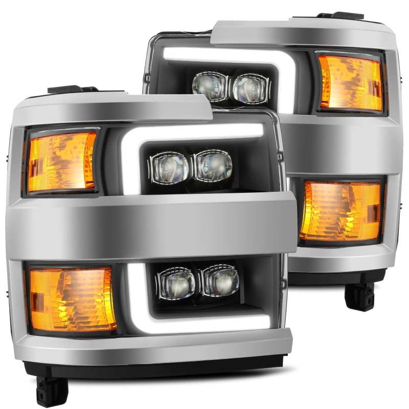 AlphaRex 15-19 Chevy 2500HD NOVA LED Proj Headlights Plank Style Chrm Acc/Black w/Activ Light & DRL 880218 *Discontinued