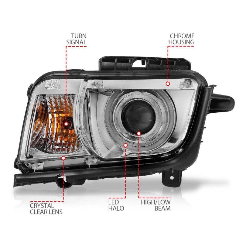 Anzo 2010-2013 Chevrolet Camaro Projector Headlights w/ Halo Chrome (CCFL)