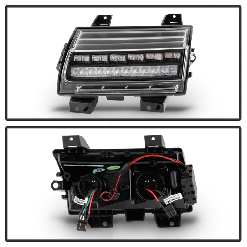 Spyder Jeep Wrangler 2018-2019 (Halogen Model Only) LED Front Bumper Lights - Seq. Signal - Black 5086785