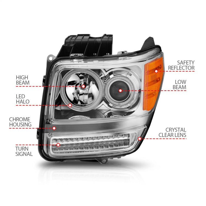 Anzo 2007-2012 Dodge Nitro Projector Headlights w/ Halo Chrome (CCFL) G2