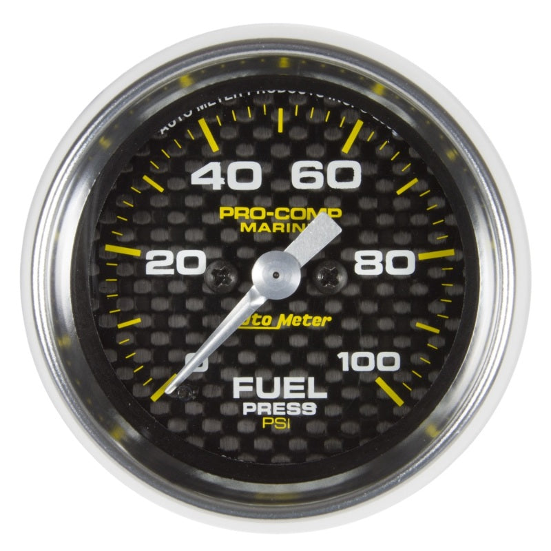 Autometer Marine Carbon Fiber 2-1/16in 100 PSI Digital Stepper Motor Fuel Pressure Gauge 200850-40