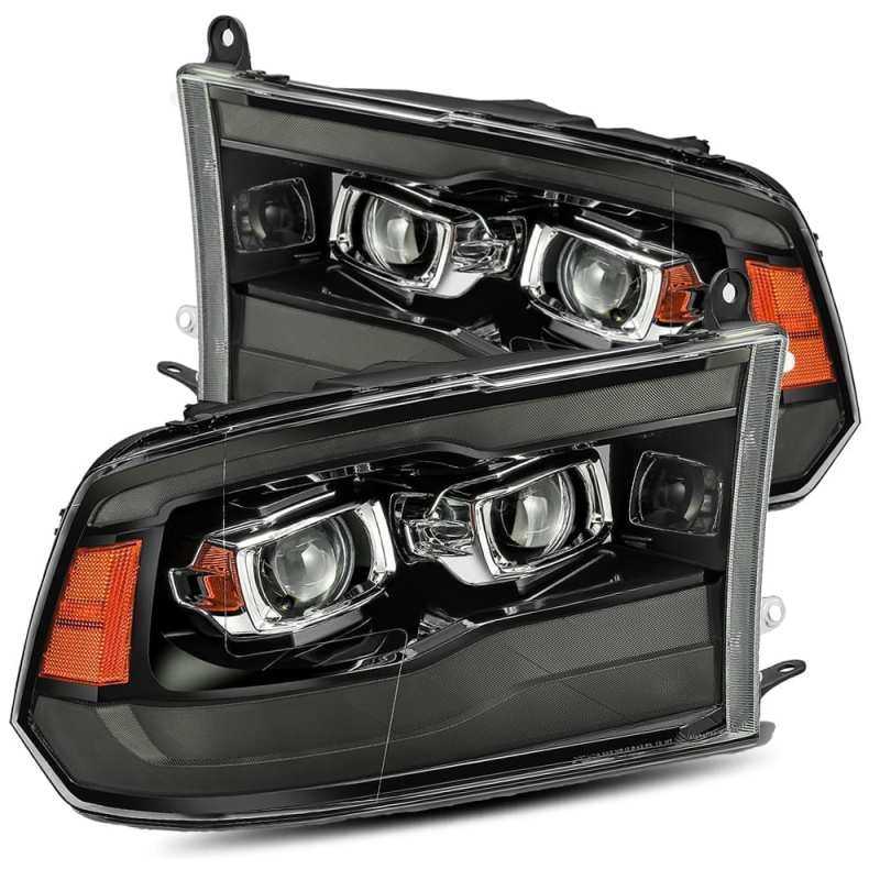 AlphaRex 09-18 Dodge Ram 1500HD PRO-Series Proj Headlights Plank Style Black w/Seq Signal/Smoked DRL 880593 *Discontinued