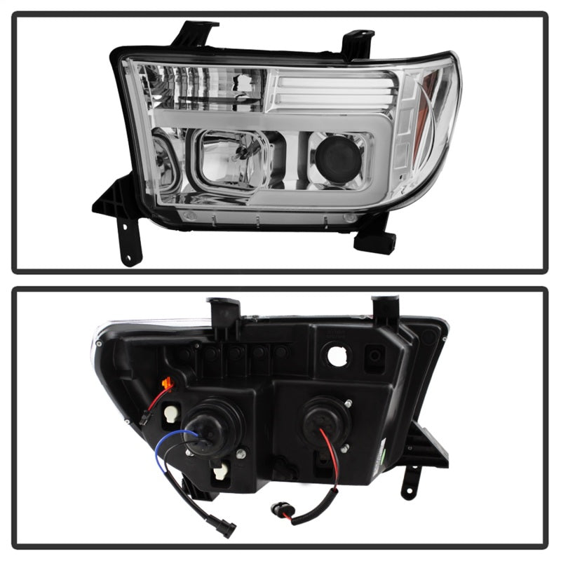 Spyder 07-13 Toyota Tundra V2 Light Bar DRL Projector Headlights - Chrome (PRO-YD-TTU07V2-LB-C) 5084651