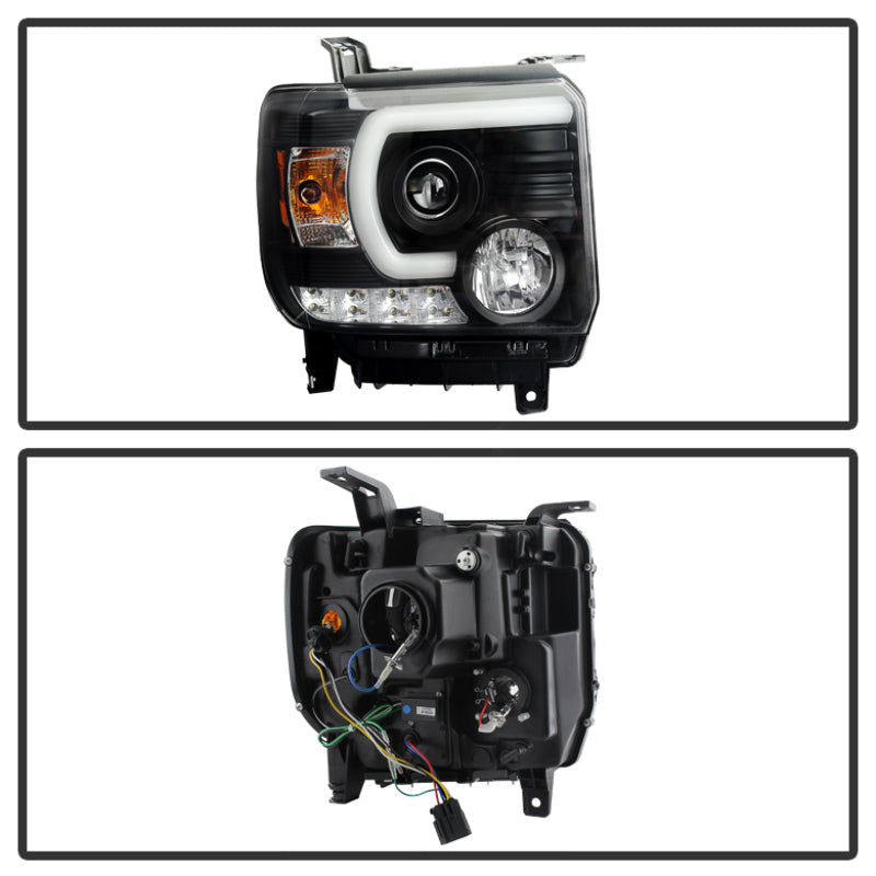 Spyder GMC Sierra 14-16 Projector Headlights Light Bar DRL Black PRO-YD-GS14-LBDRL-BK 5080523