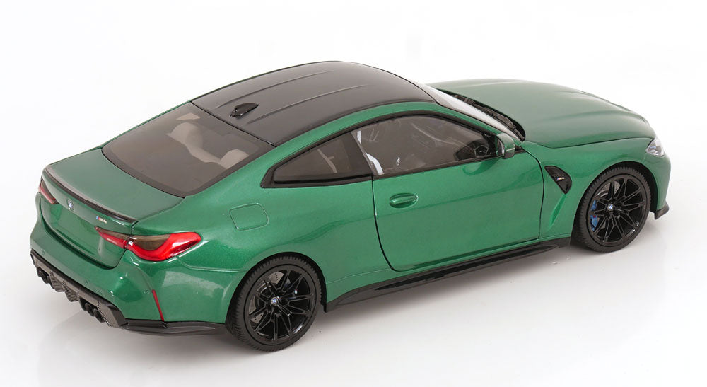 Minichamps 2024 BMW M4 Coupe (G82) w/ Carbon Roof Isle of Man Green Metallic 1:18