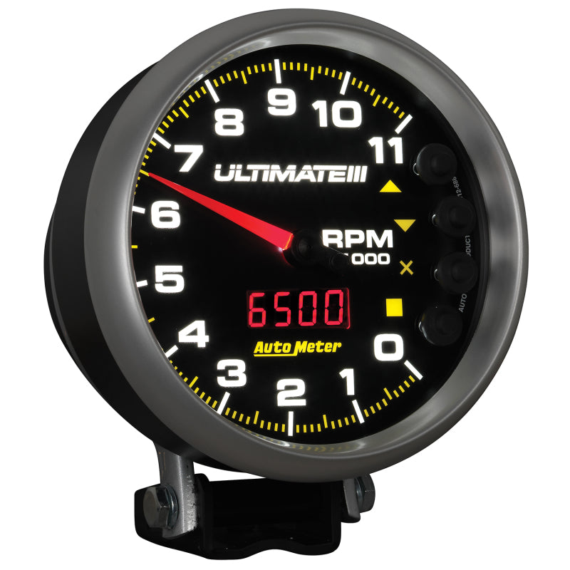 AutoMeter Gauge Tach 5in. 11K RPM Pedestal Datalogging Ultimate IIi Playback Black 6888