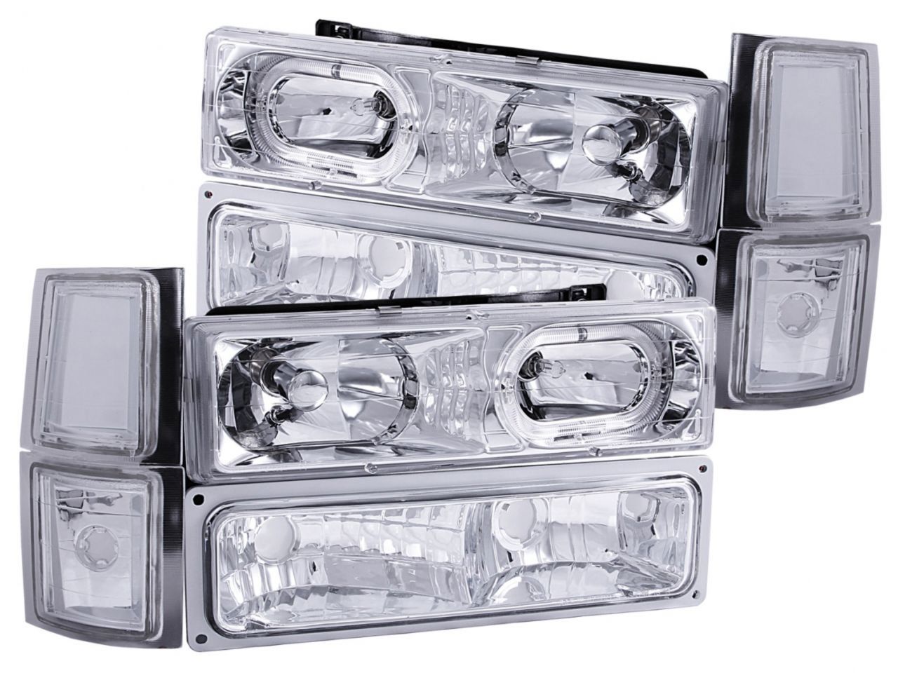 Anzo 1994-1998 Chevrolet C1500 Crystal Headlights w/ Halo Chrome w/ Signal