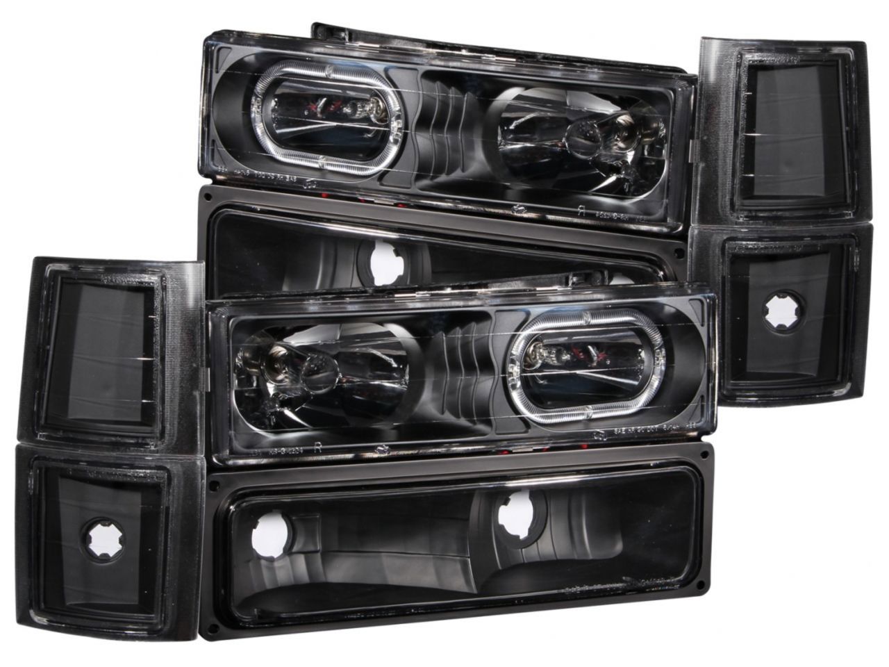 Anzo 1994-1998 Chevrolet C1500 Crystal Headlights w/ Halo Black