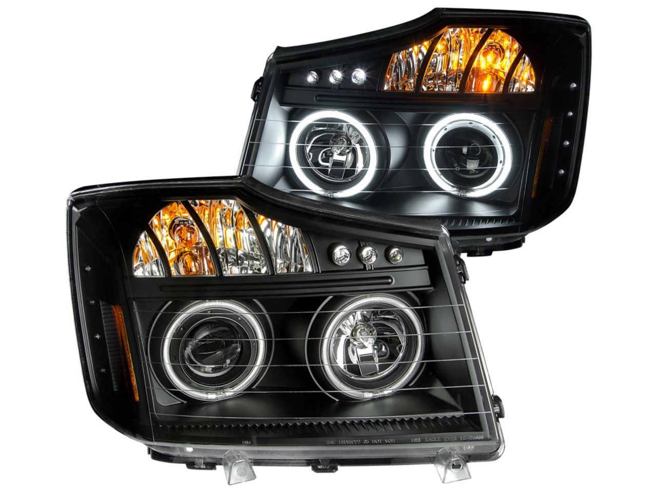 Anzo 2008-2015 Nissan Titan Projector Headlights w/ Halo Black (CCFL)