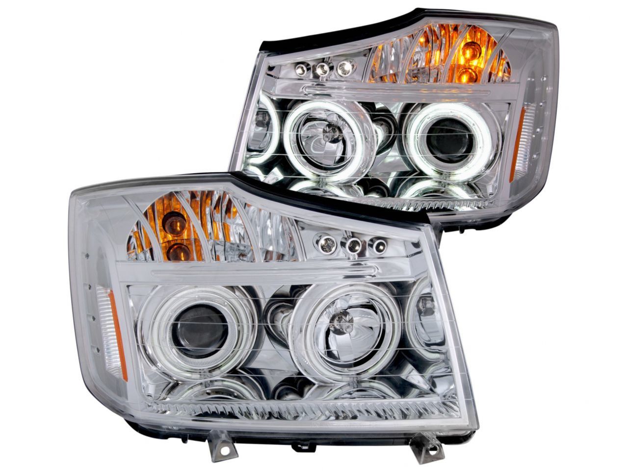 Anzo 2008-2015 Nissan Titan Projector Headlights w/ Halo Chrome (CCFL)