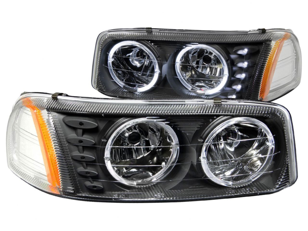 Anzo 1999-2006 Gmc Sierra 1500 Crystal Headlights w/ Halo and LED Black