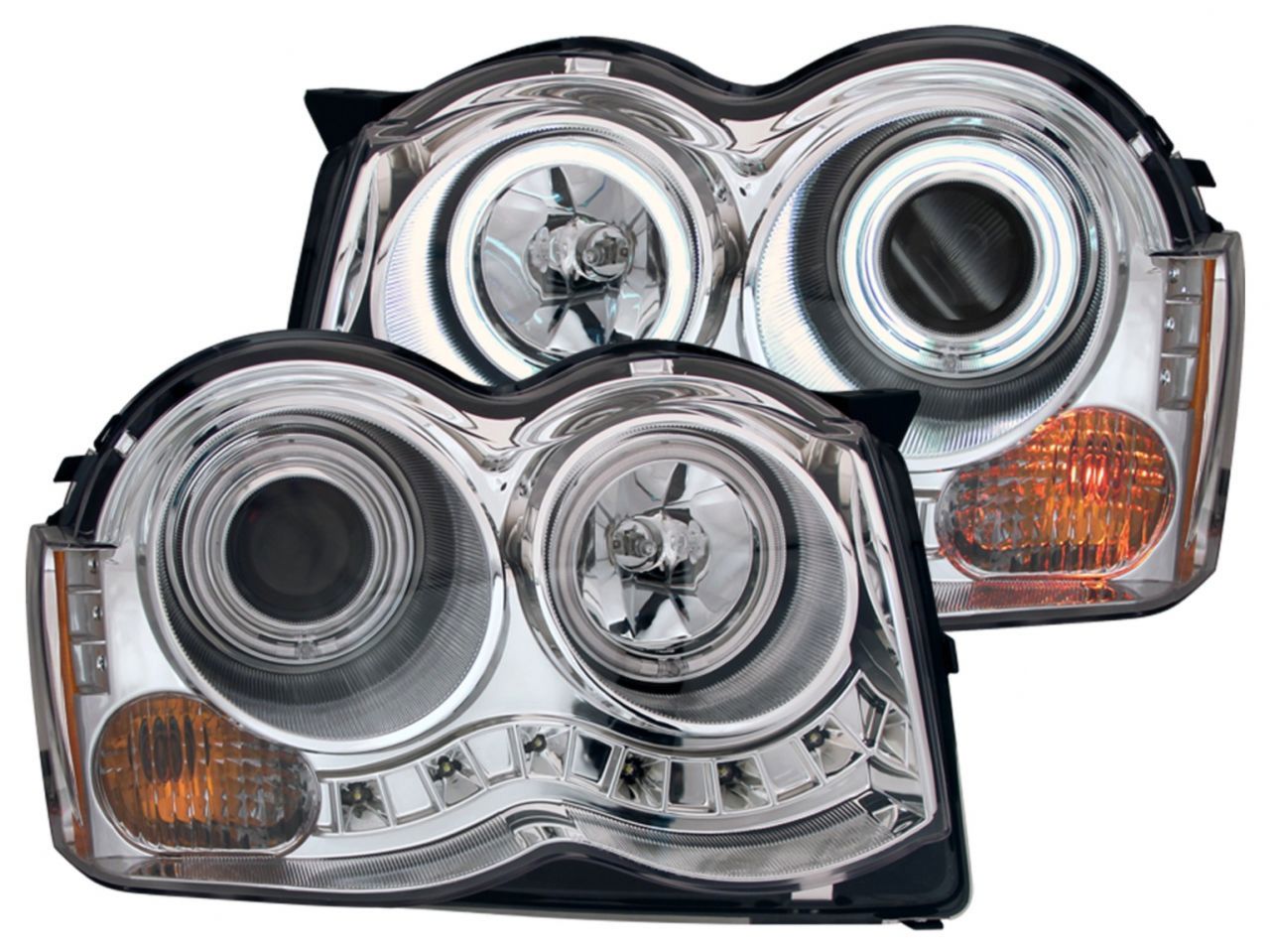 Anzo 2008-2010 Jeep Grand Cherokee Projector Headlights w/ Halo Chrome CCFL