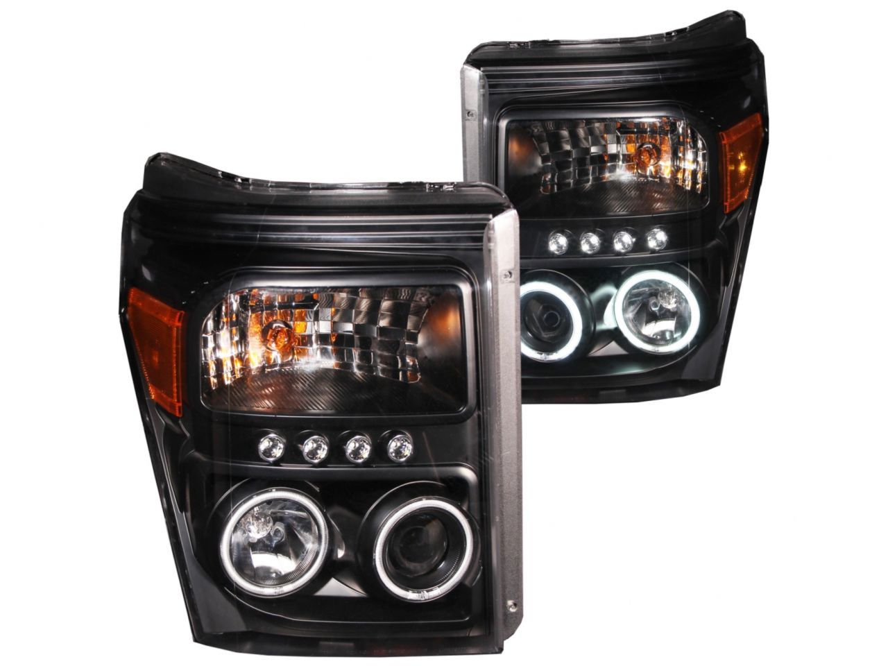 Anzo 2011-2015 Ford F-250 Projector Headlights w/ Halo Black (CCFL)
