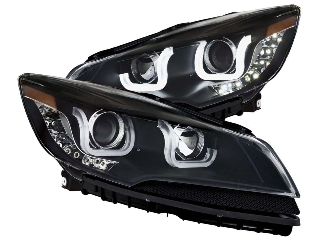 Anzo 2013-2015 Ford Escape Projector Headlights w/ U-Bar Black
