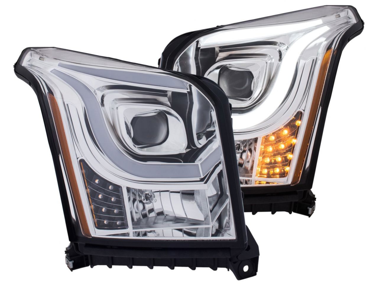 Anzo 2015-2016 Gmc Yukon Projector Headlights w/ Plank Style Design Black