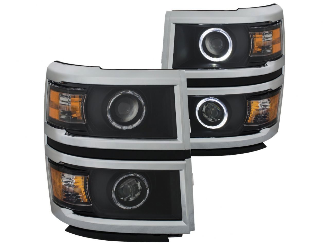 Anzo 2014-2015 Chevrolet Silverado Projector Headlights w/ Halo Black Clear