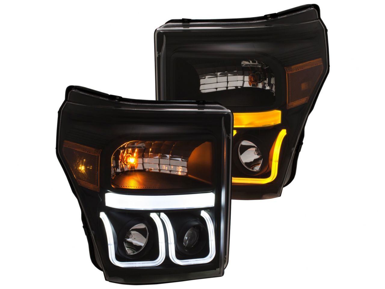 Anzo Ford Super Duty 11-16 Projector Switchback U Bar Style H.L Black Amber