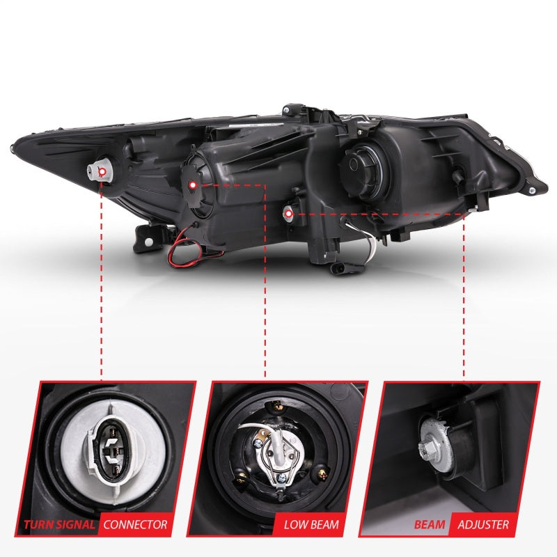 Anzo 2009-2012 Acura Tsx Projector Headlights w/ Halo Black (CCFL)
