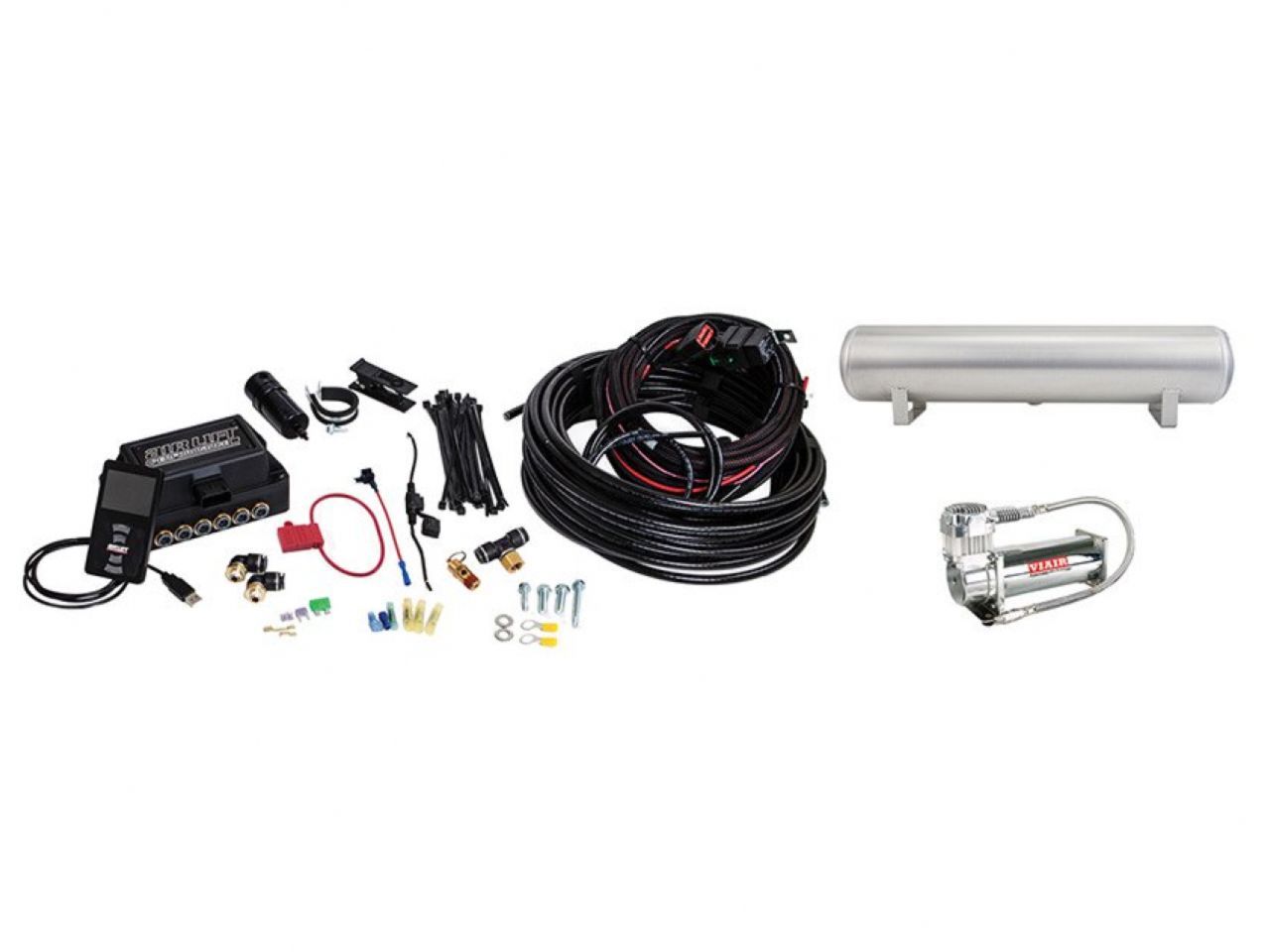 AIRLIFT 3P(3/8"Air Line,4 Gallon 5-Port Lightweight Raw Alum.,VIAIR 444C Comp)