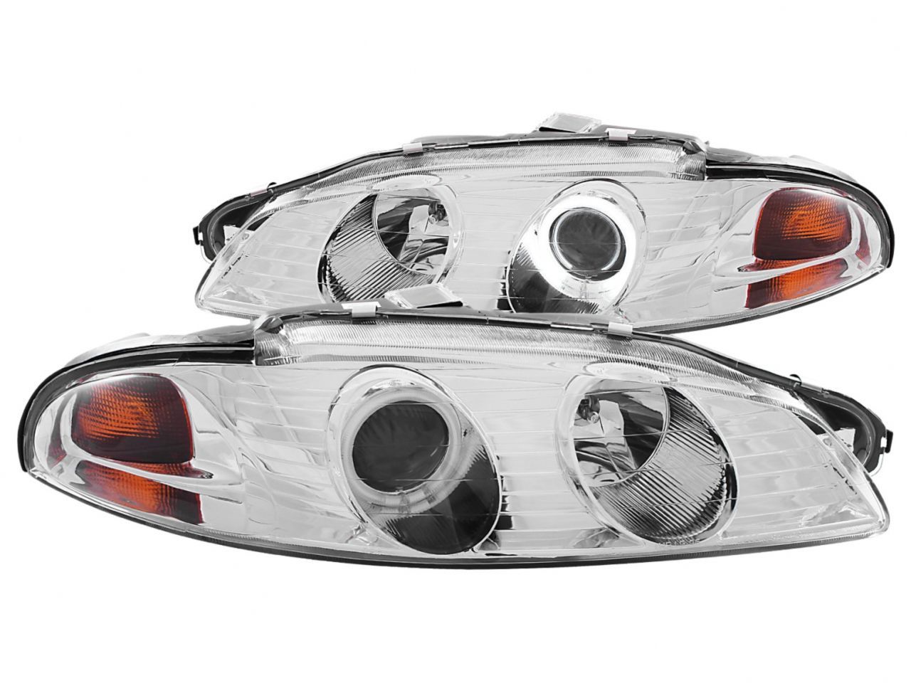 Anzo 1997-1999 Mitsubishi Eclipse Projector Headlights w/ Halo Chrome CCFL