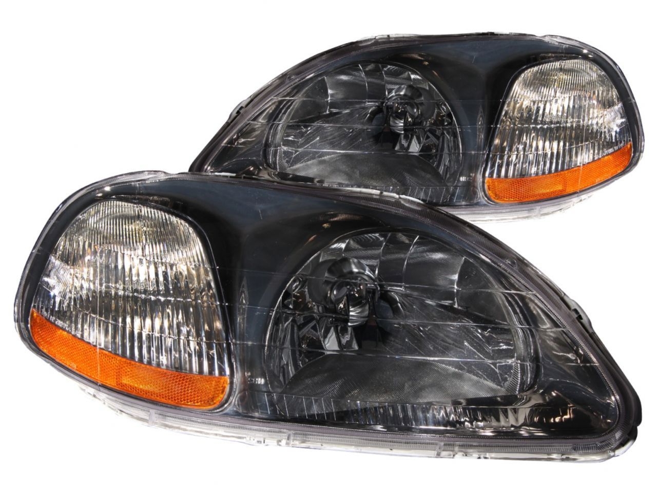 Anzo 1996-1998 Honda Civic Crystal Headlights Gun-Metal Gray