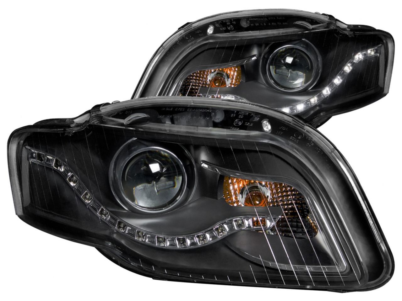 Anzo 2006-2008 Audi A4 Projector Headlights Black (R8 LED Style)