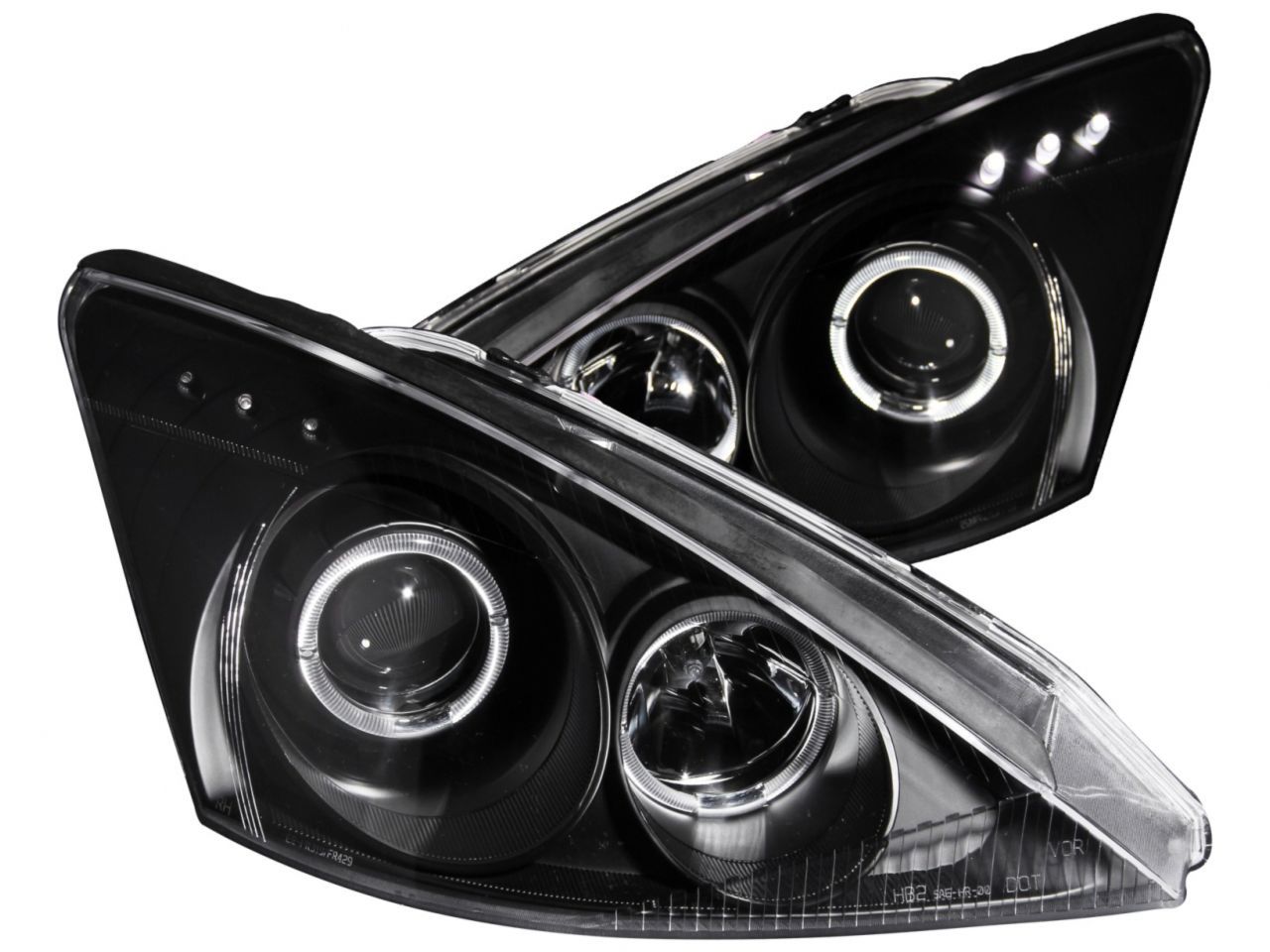 Anzo 2000-2004 Ford Focus Projector Headlights w/ Halo Black w/ LED