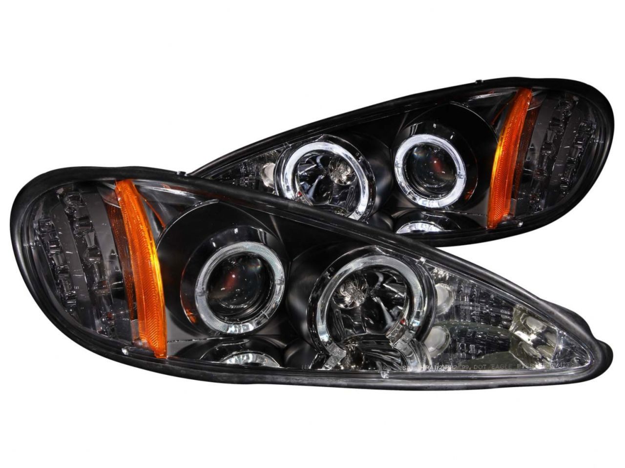 Anzo 1999-2005 Pontiac Grand Am Projector Headlights w/ Halo w/ LED Black