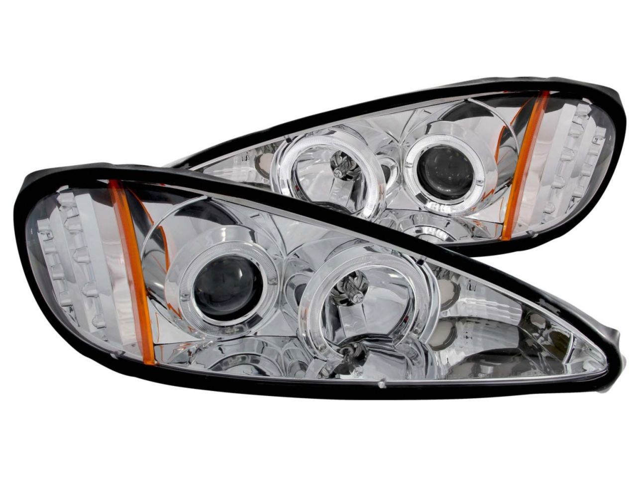 Anzo 1999-2005 Pontiac Grand Am Projector Headlights w/ Halo w/ LED Chrome