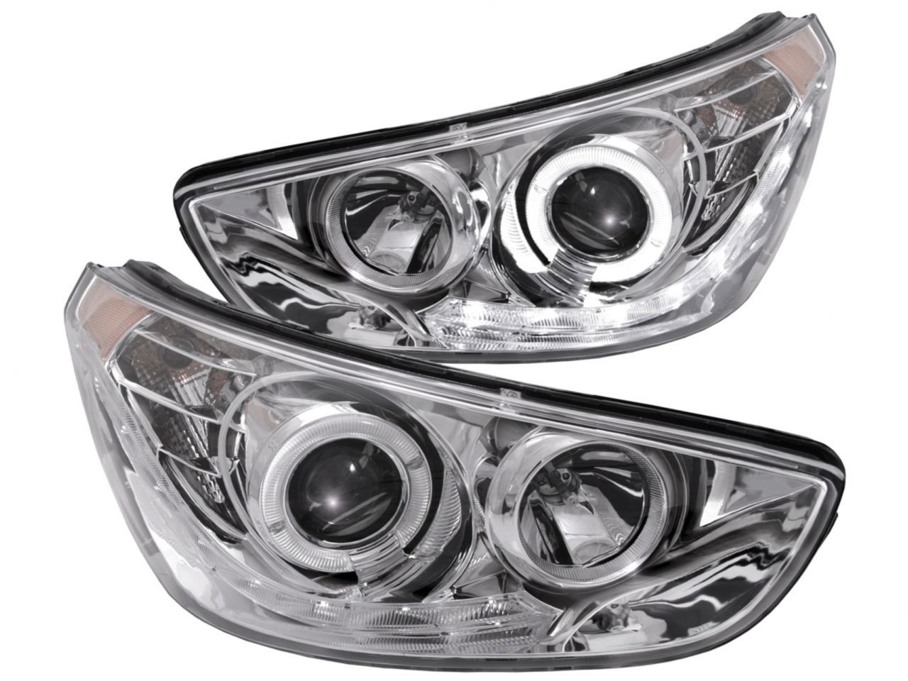 Anzo 2012-2013 Hyundai Accent Projector Headlights w/ Halo Chrome (CCFL)