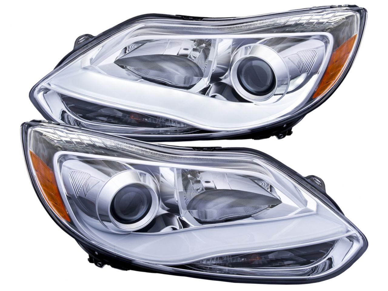 Anzo 2012-2014 Ford Focus Projector Headlights w/ Plank Style Design Chrome