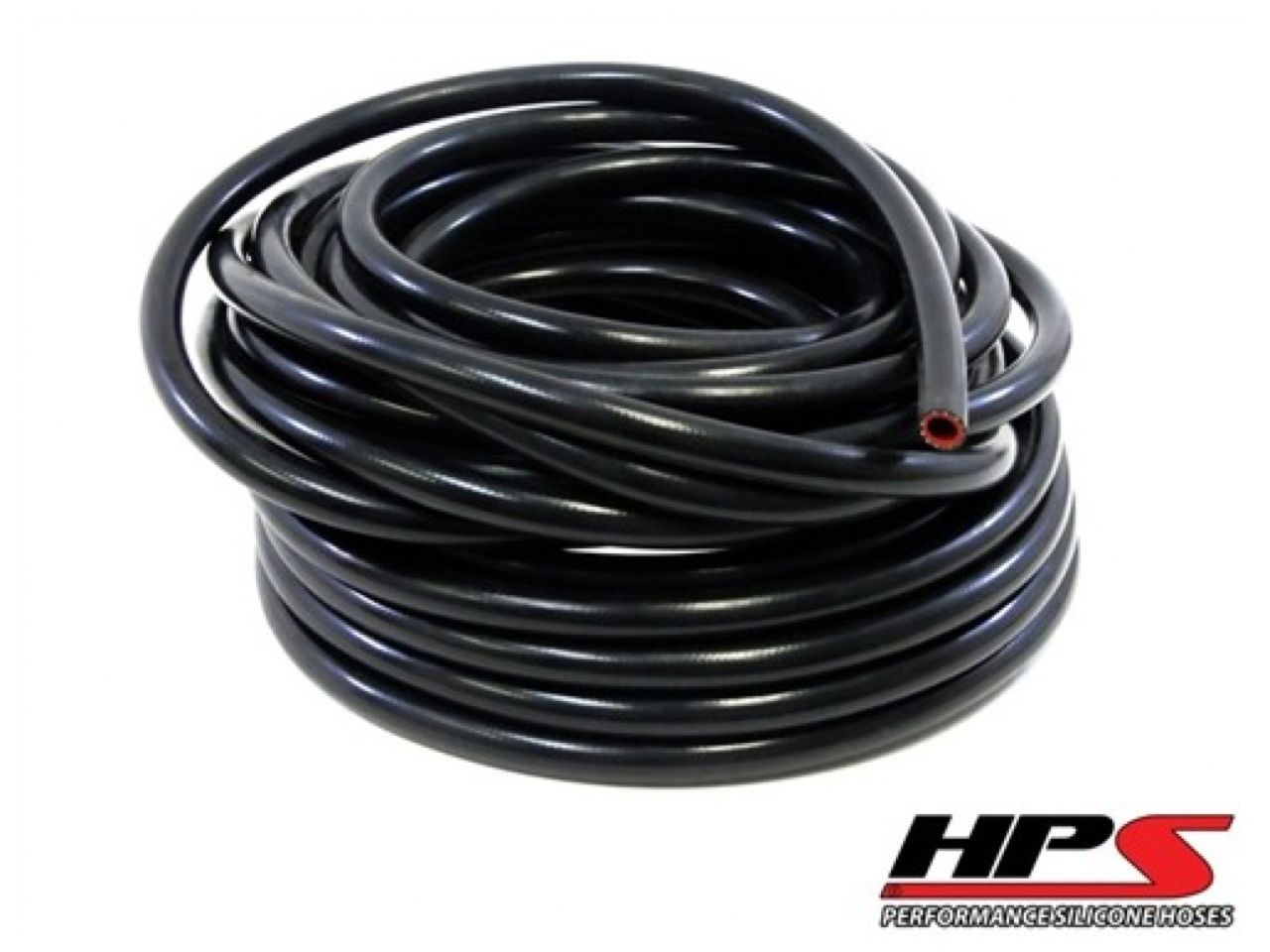 HPS High Temp 1/4"ID (6mm) Reinforced Silicone Heater Hose Black-25Ft Roll