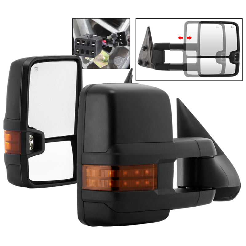 SPYDER xTune Chevy Silverado 99-02 G2 Heated Amber LED Signal Telescoping Mirrors MIR-CS99S-G2-PWH-AM-SET 9936678