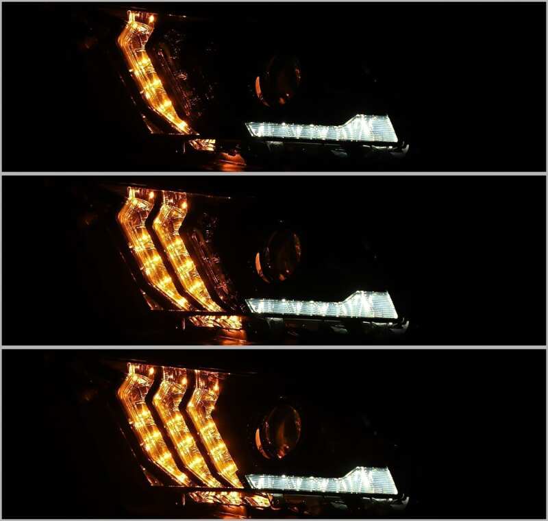 AlphaRex 10-12 Ford Mustang LUXX LED Proj Headlights Plank Style Black w/Activ Light/Seq Signal 880115 *Discontinued