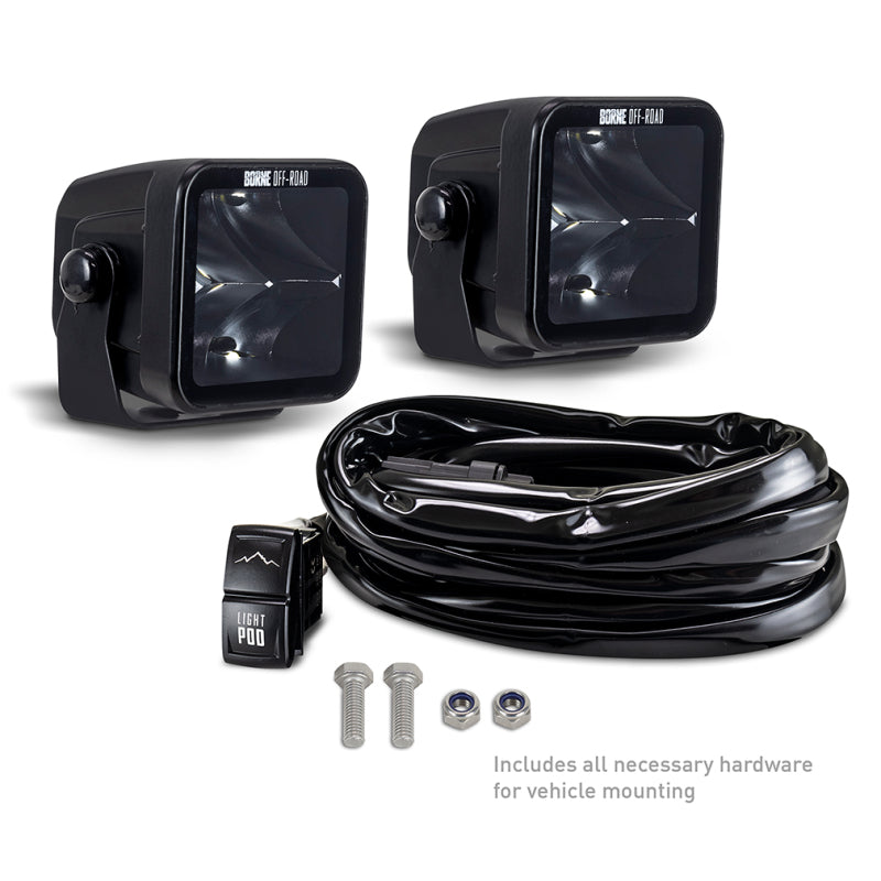 Borne Off-Road Light Pods (Kit of 2) 3x3 Spot BNLT-LP33-2S