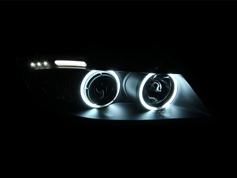 Anzo 2006-2008 BMW 3 Series E90-E91 Projector Headlights w/ Halo w/ LED Bar