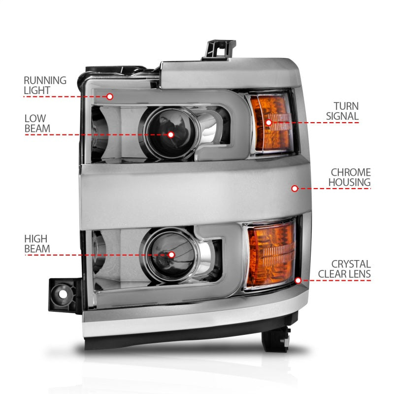 Anzo Projector Headlights 15-17 Chevrolet Silverado 2500HD / 3500HD Chrome