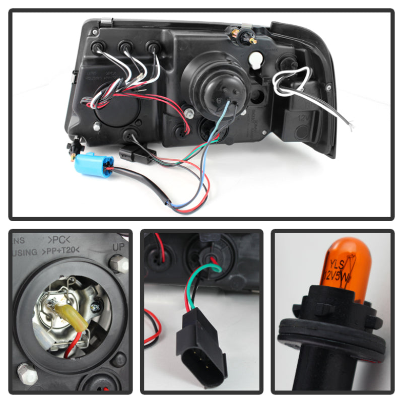 Spyder Ford Ranger 01-11 1PC Projector Headlights LED Halo LED Blk Smke PRO-YD-FR01-1PC-HL-BSM 5078476
