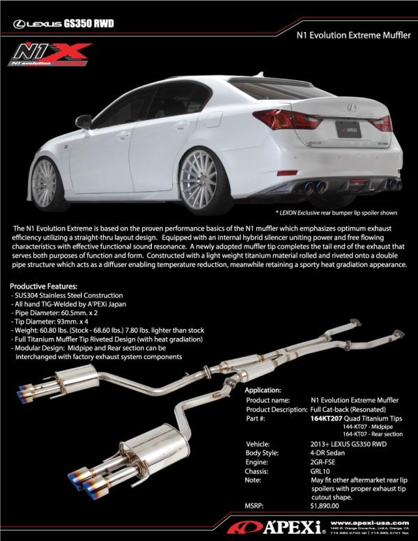 APEXi A'PEXi - N1 Evo Extreme (Catback) - 2013+ Lexus GS350 [RWD/AWD]